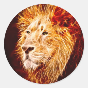 Elemental lion classic round sticker