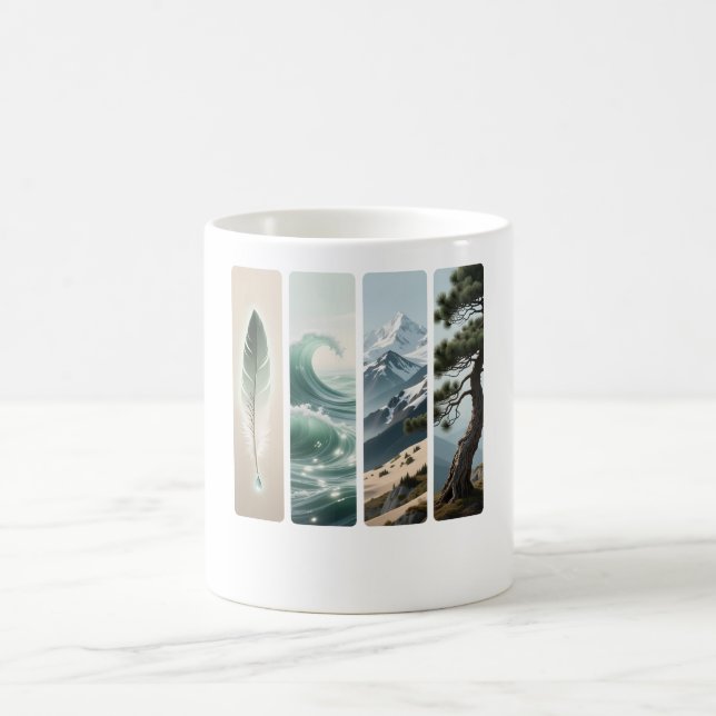 Elemental Nature Feather Wave Mountain Pine Coffee Mug (Center)
