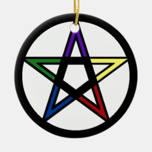 Elemental Pentacle Ceramic Tree Decoration