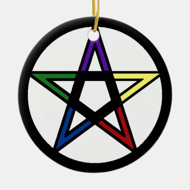 Elemental Pentacle Ceramic Tree Decoration (Front)