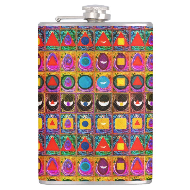 Elemental Symbols Pattern Meditation Aid Tattva Hip Flask (Front)