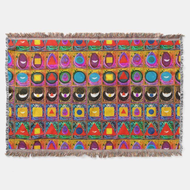 Elemental Symbols Pattern Meditation Aid Tattva Throw Blanket (Front)