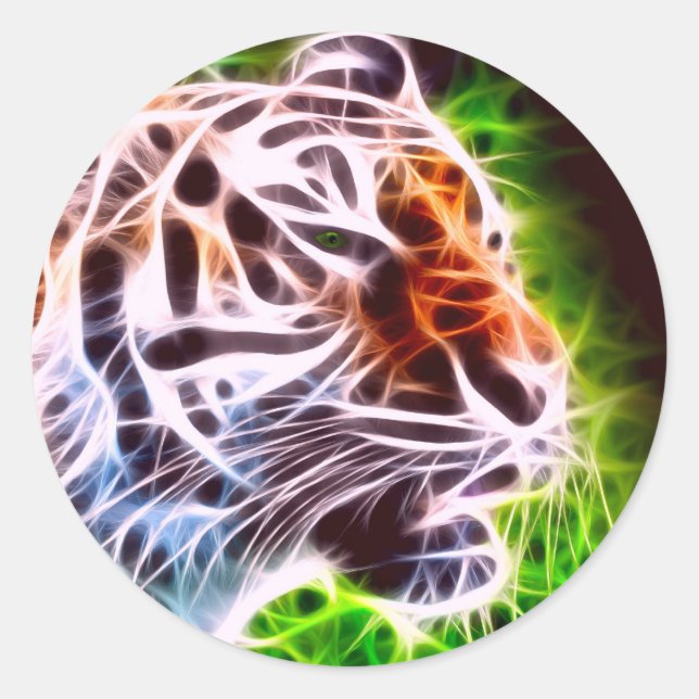 Elemental Tiger Classic Round Sticker (Front)
