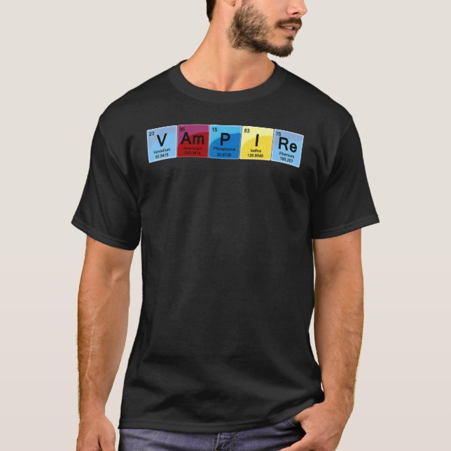 Elemental Vampire Periodic Table Word T-Shirt (Front)