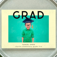 Elementary Black Yellow Text Modern Two Photo Grad