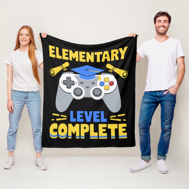 Elementary Level Complete Gaming Gamer Graduation Fleece Blanket (In Situ)