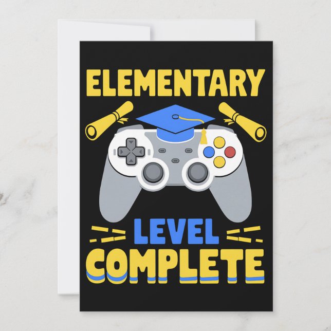 Elementary Level Complete Gaming Gamer Graduation Invitation (Front)