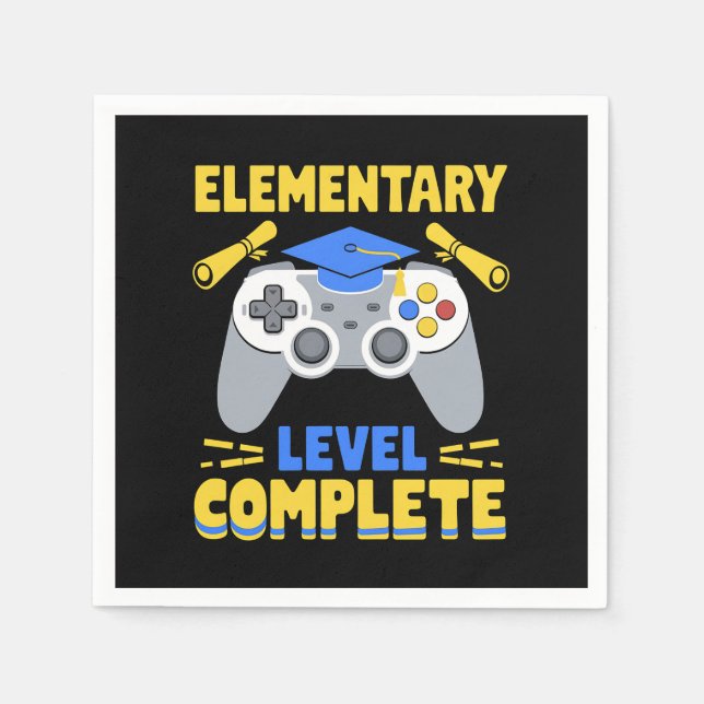 Elementary Level Complete Gaming Gamer Graduation Napkin (Front)