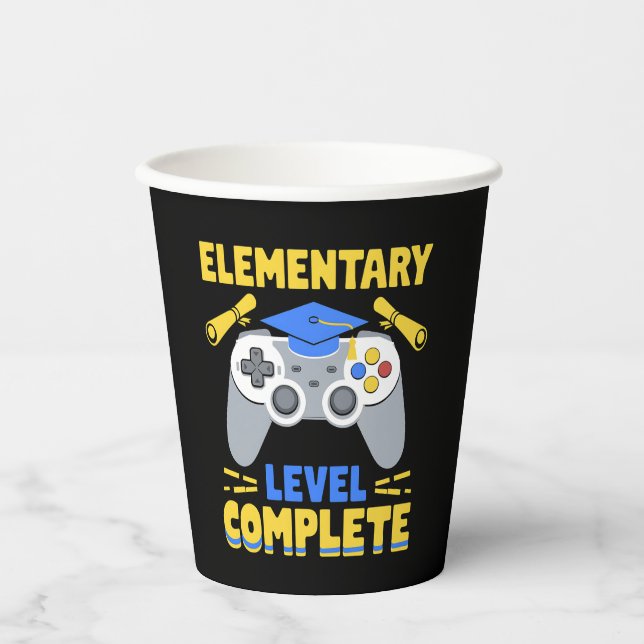 Elementary Level Complete Gaming Gamer Graduation Paper Cups (Front)