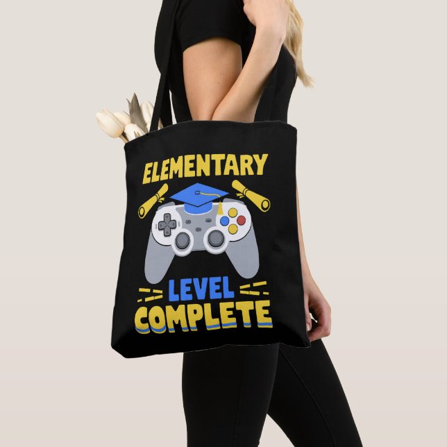 Elementary Level Complete Gaming Gamer Graduation Tote Bag (Close Up)