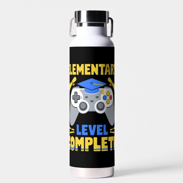 Elementary Level Complete Gaming Gamer Graduation Water Bottle (Front)