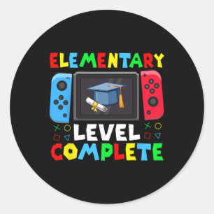Elementary Level Complete Graduation Cl 2025 Gamer Classic Round Sticker