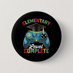 Elementary Level Complete Graduation Gaming Gamer 6 Cm Round Badge