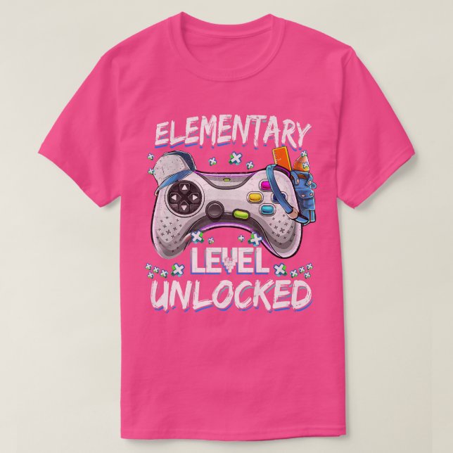 Elementary Level Unlocked Video Game Back to Schoo T-Shirt (Design Front)