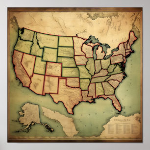 Elementary Map of the U.S.A. Poster