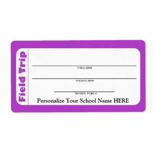 Elementary / Pre-School Child Field Trip Labels