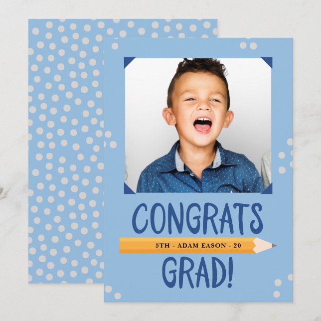Elementary School Boy Graduation Invitation (Front/Back)
