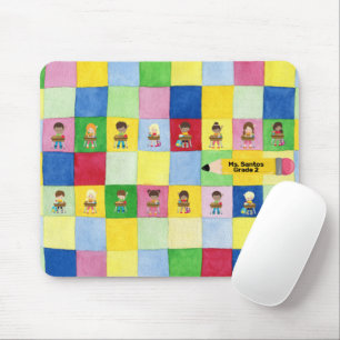 Elementary School Classroom Children at Desks Mouse Mat