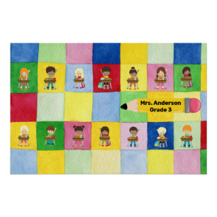 Elementary School Classroom Children Teacher  Poster