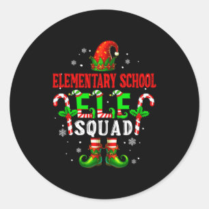 Elementary School Elf Squad Xmas Elf Hat Scute Ss  Classic Round Sticker