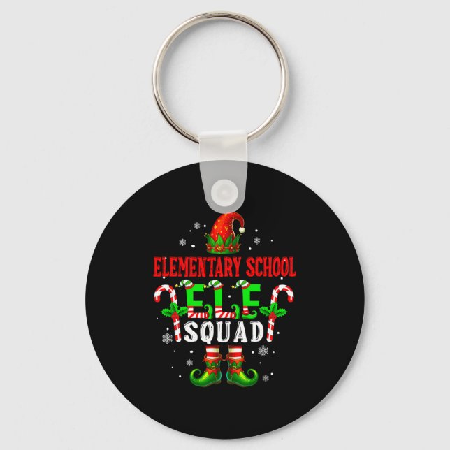 Elementary School Elf Squad Xmas Elf Hat Scute Ss  Key Ring (Front)