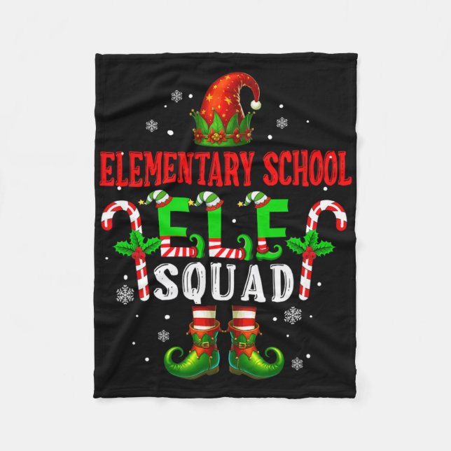 Elementary School Elf Squad Xmas Elf Hat Shoes Fun Fleece Blanket (Front)