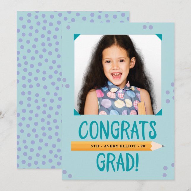 Elementary School Girl Graduation Invitation (Front/Back)
