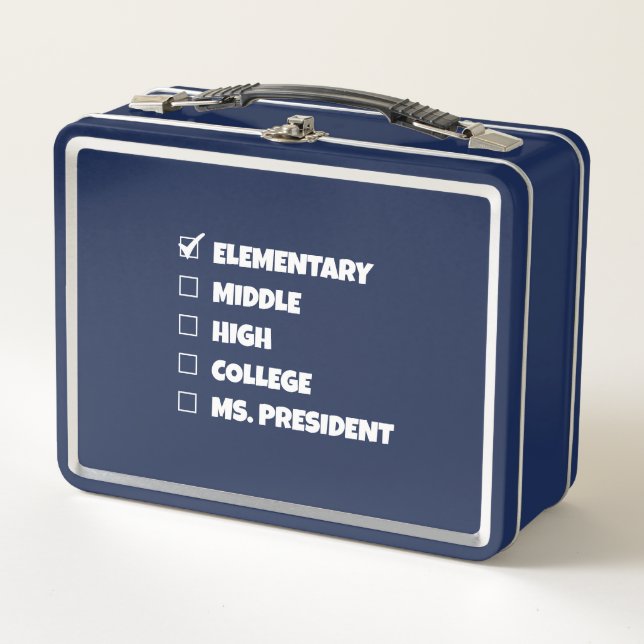 Elementary School Graduation Ms. President Metal Lunch Box (Front)