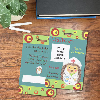 Elementary School Health Technician ID Photo Badge