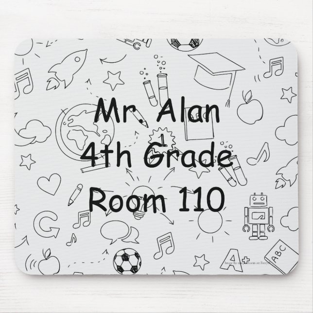 Elementary School Personalised Teacher Desk Mouse Mat (Front)