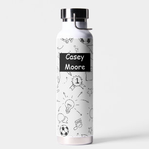 Elementary School Personalised White & Black Water Bottle