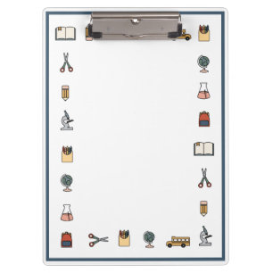Elementary School Teacher Bus Globe Book Clipboard