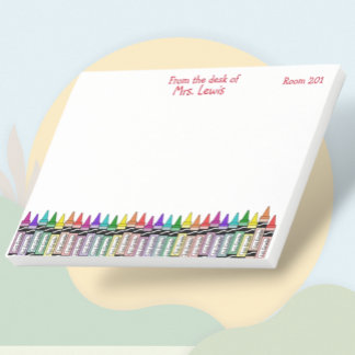 Elementary School Teacher Custom Colourful Crayons Post-it Notes