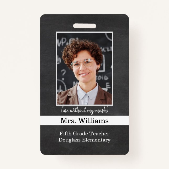 Elementary School Teacher Photo ID Badge no mask (Front)