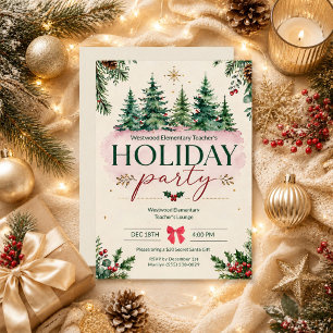 Elementary School Teacher Staff Christmas Party Invitation