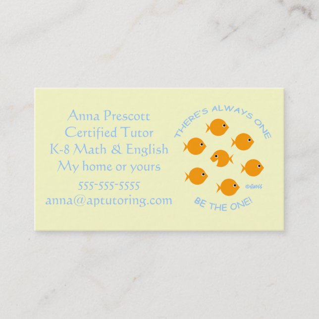 Elementary School Tutor with Inspirational Motto Business Card (Front)