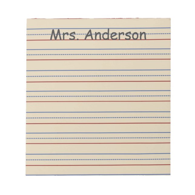 Elementary School Writing Paper Notepad (Front)