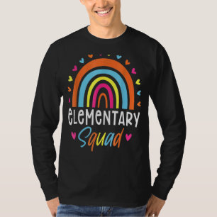Elementary Teacher Boho Rainbow Team Elementary Sq T-Shirt