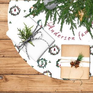 Elementos decorativos de navidad dentro de coronas brushed polyester tree skirt