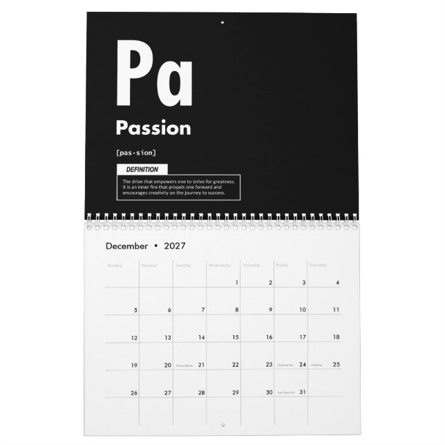 Elements Of Success - Gym Hustle Motivational Calendar (Dec 2027)