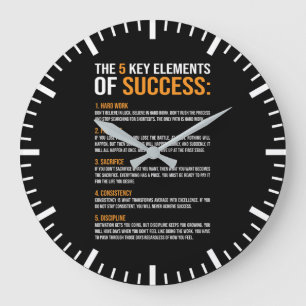 Elements Of Success, Gym, Hustle, Success, Inspire Large Clock