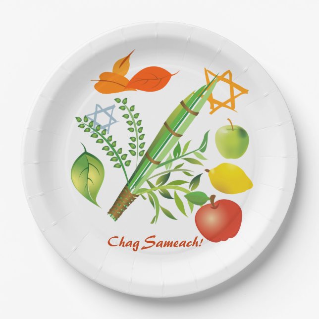 Elements of Sukkot Paper Plate (Front)