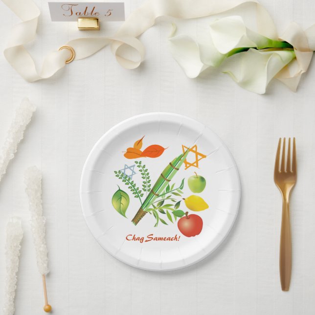 Elements of Sukkot Paper Plate (Wedding)