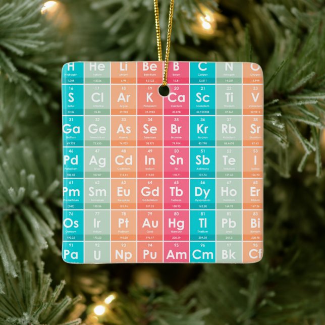 Elements of the Periodic Table Colourful Pattern Ceramic Ornament (Tree)