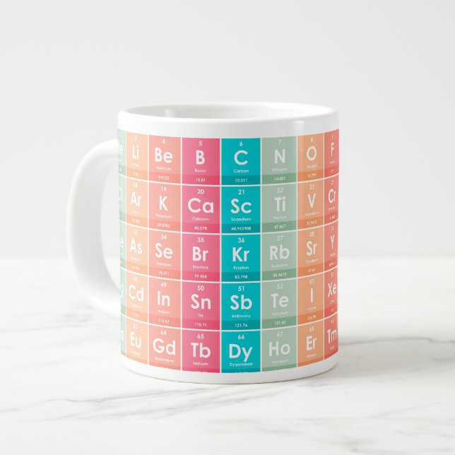 Elements of the Periodic Table Colourful Pattern Large Coffee Mug (Front Left)