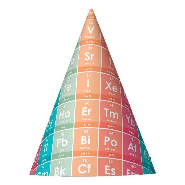 Elements of the Periodic Table Colourful Pattern Party Hat (Front)