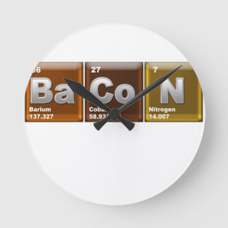 Elements spelling "BACON" Round Clock