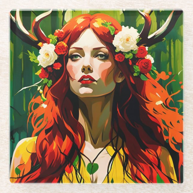 Elen of the Ways Glass Coaster (Front)