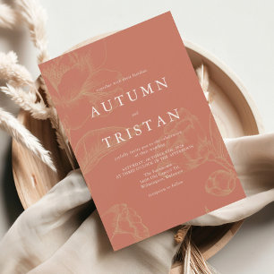 ELENA Botanical Coral Wedding Invitation