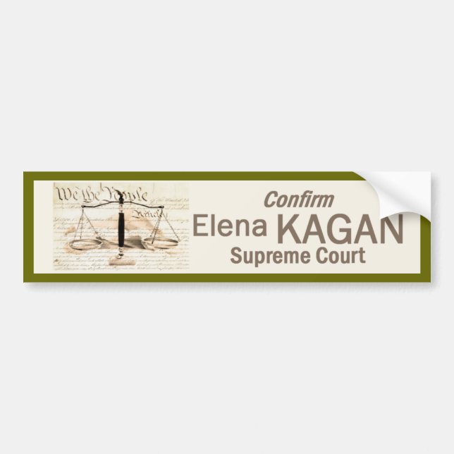 Elena Kagan Supreme Court Bumper Sticker (Front)